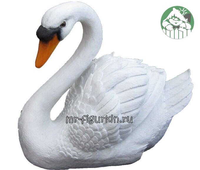 Садовая фигура Лебедь новый белый H-35 см