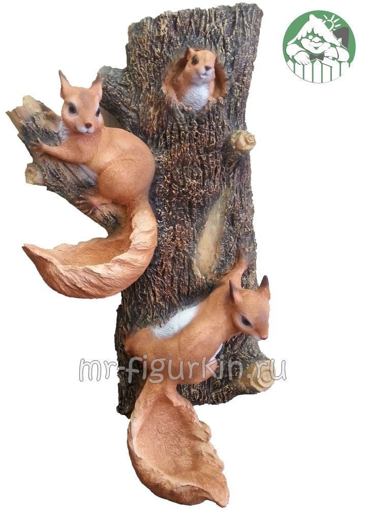 Фигурка садовая Навесные белки - поилки на дереве H-65 см