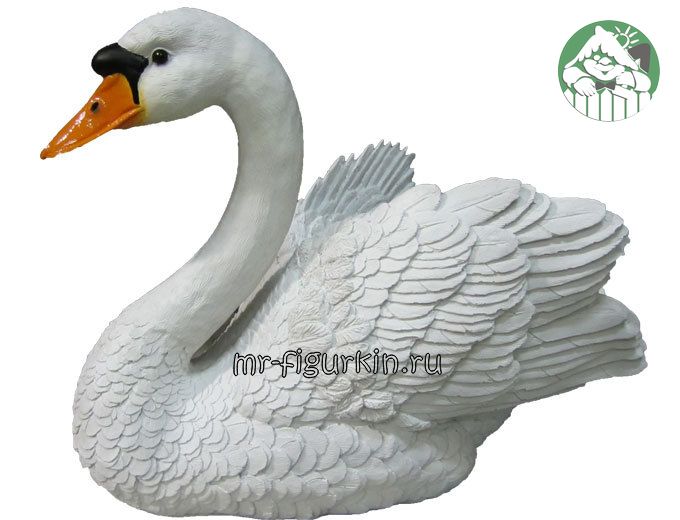 Садовая фигура Лебедь средний белый / черный H-30 см